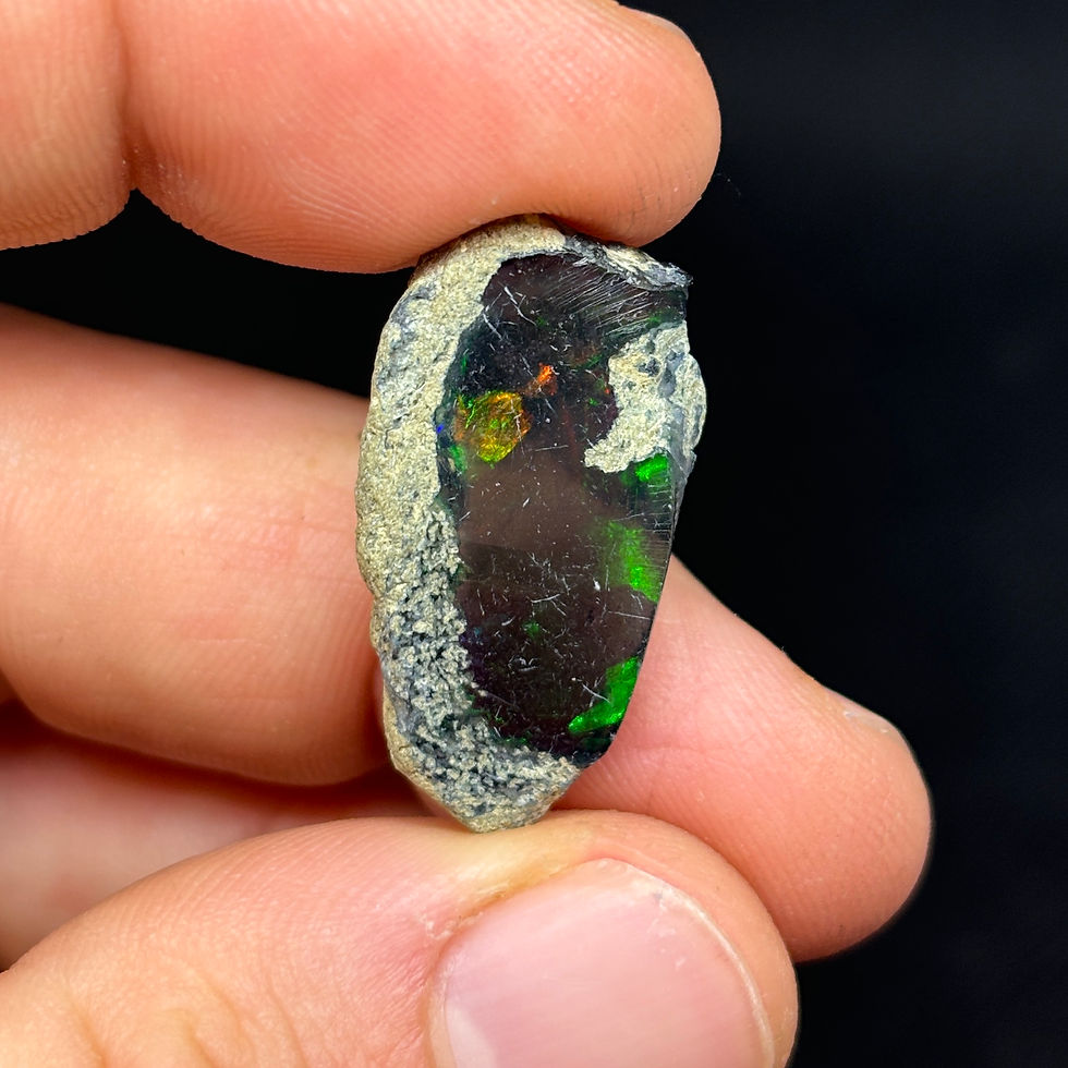 Thumbnail: Beautiful Black Block/Chaff Patterned Ethiopian Opal Stone