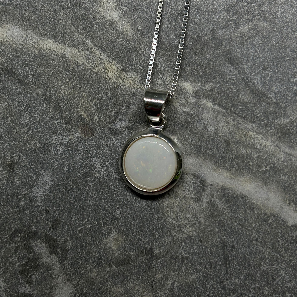 Thumbnail: Round Natural Solid Australian Lambina Striated Opal Pendant Necklace