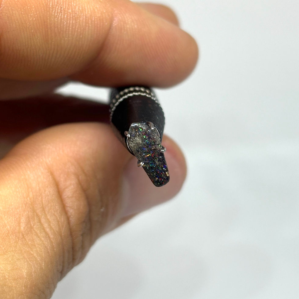 Thumbnail: Polished Tablon Honduran Black Pointer Opal Stone