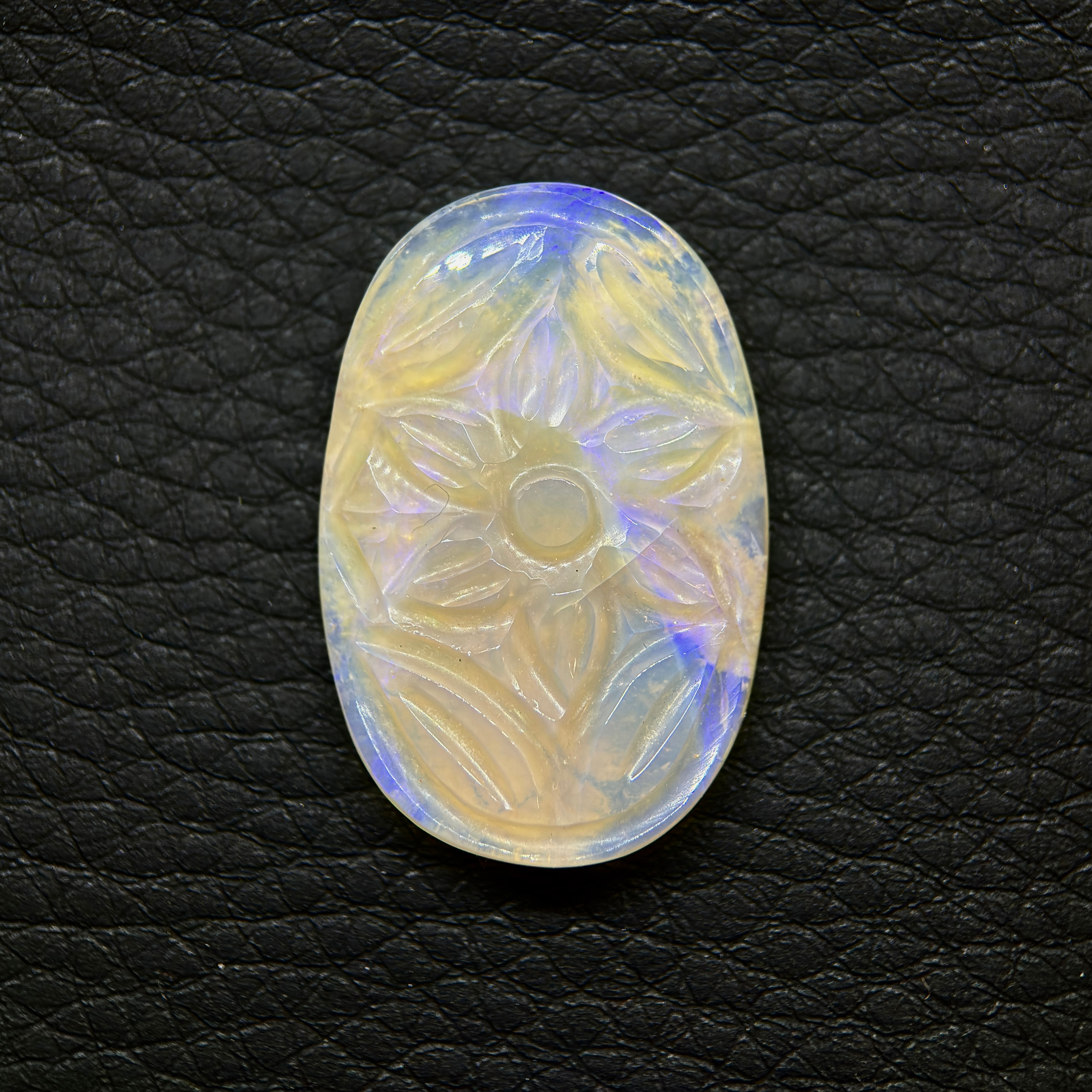 Polished Australian White Cliffs Hopeful Flower Opal Stone Carving