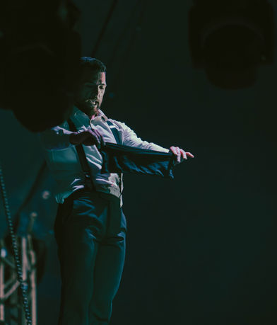 man with a blindfold