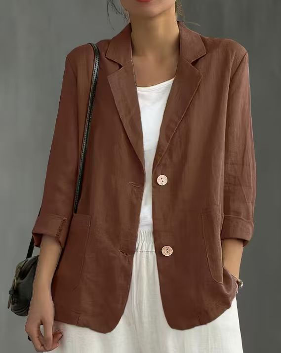 Thumbnail: Women's retro literary pure cotton washed long-sleeved suit