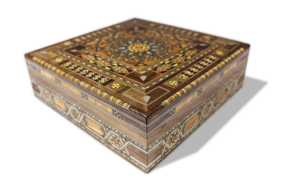 الصورة المصغرة: Holz Mosaik Schatulle mit Unterteilung