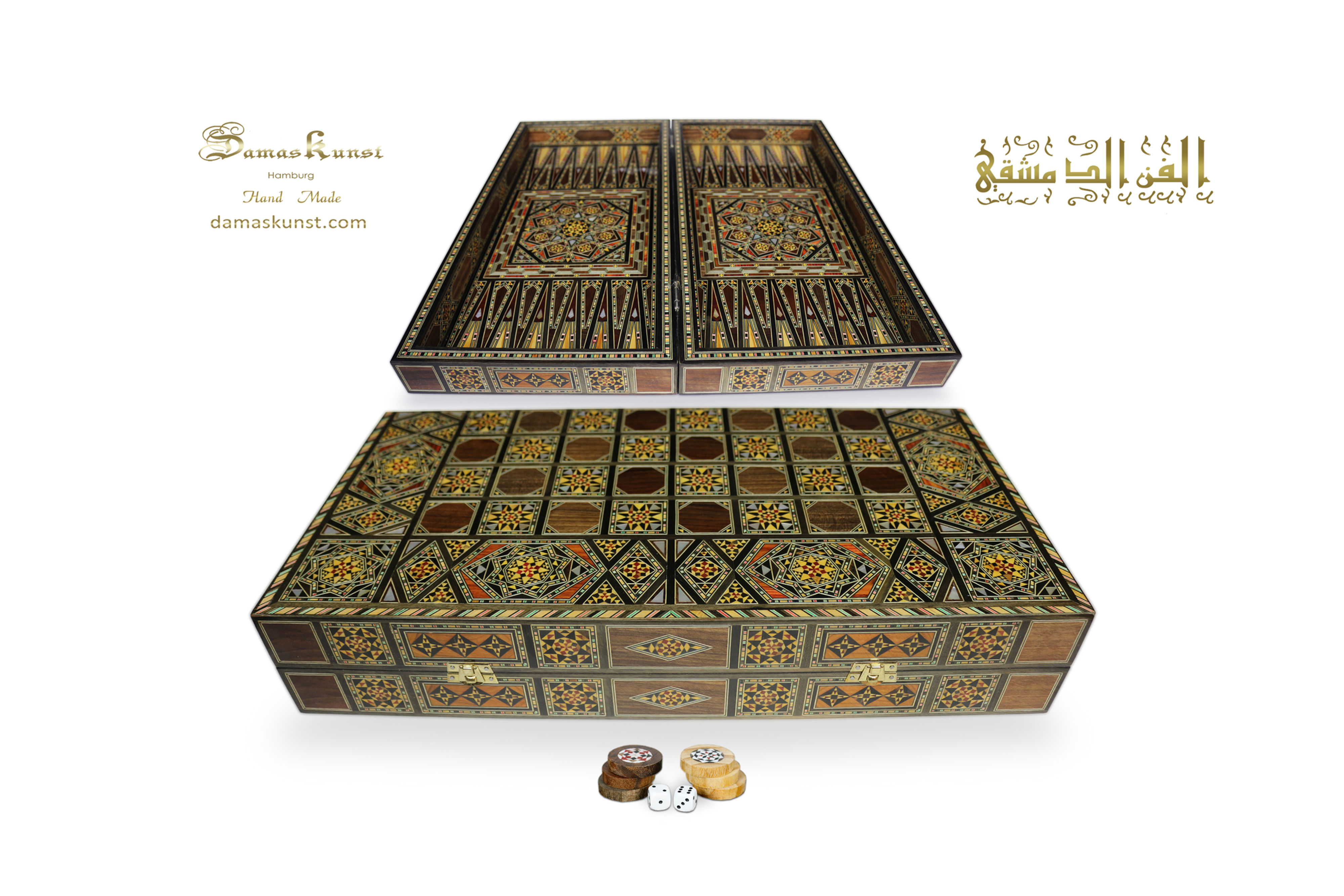 Holz Backgammon/Schach Brett inkl. Holz Steine BC530