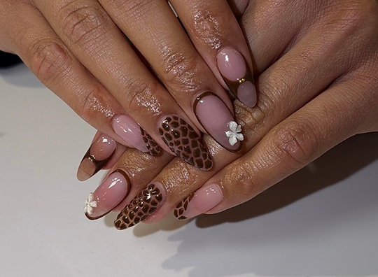 Luxury nail art manicure with custom design and gel polish