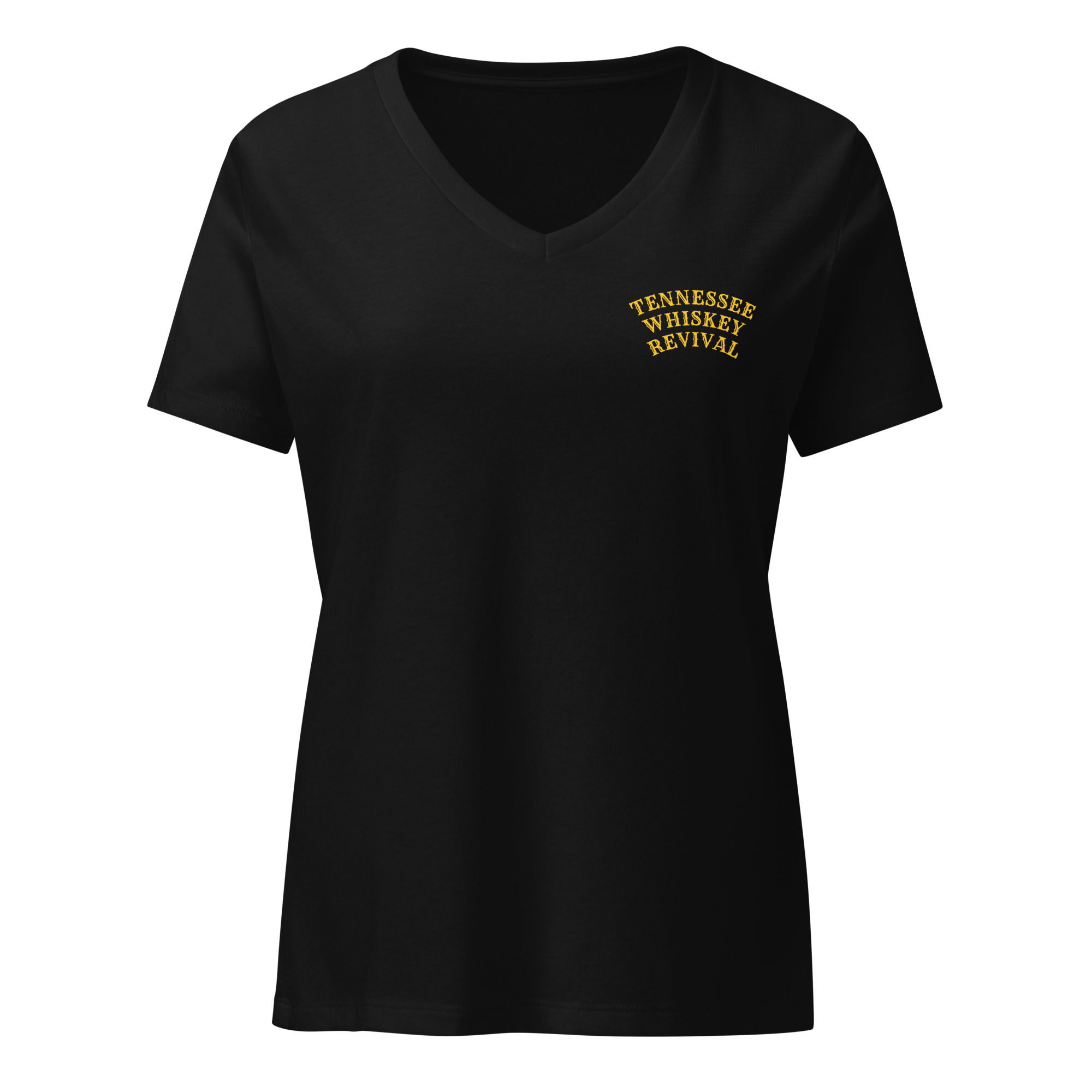 Women’s Relaxed V-Neck T-Shirt (Whiskey Label)