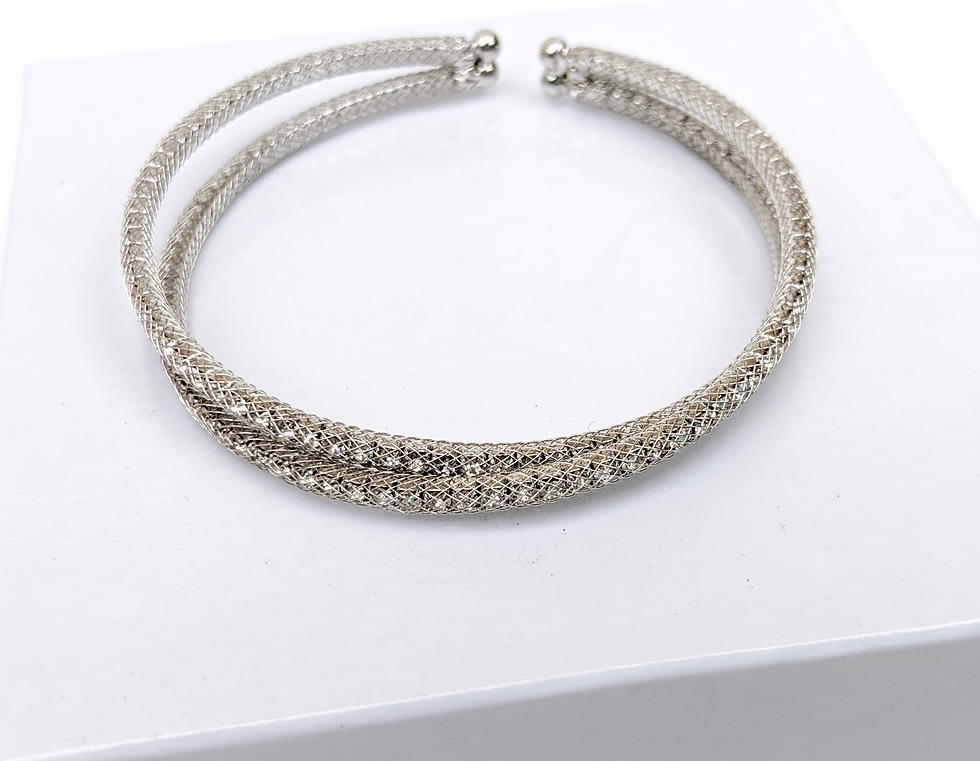 Thumbnail: Gold, Rose Gold, Silver Mesh Bangle