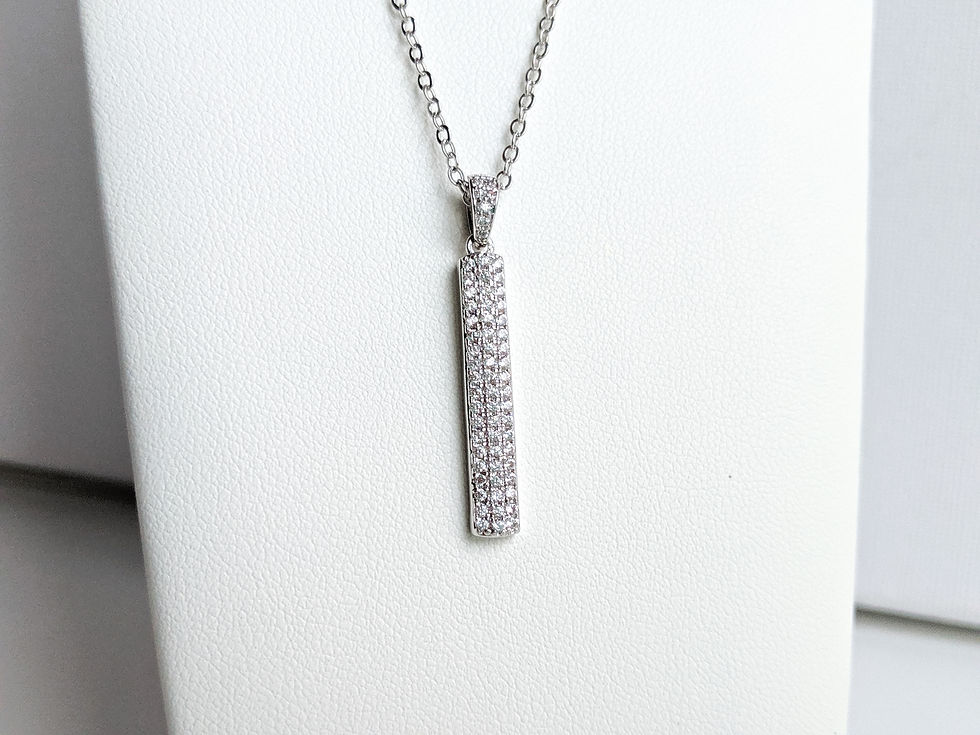 Thumbnail: Silver, Gold, Rose Gold Vertical Flat Pendant Chain Necklace