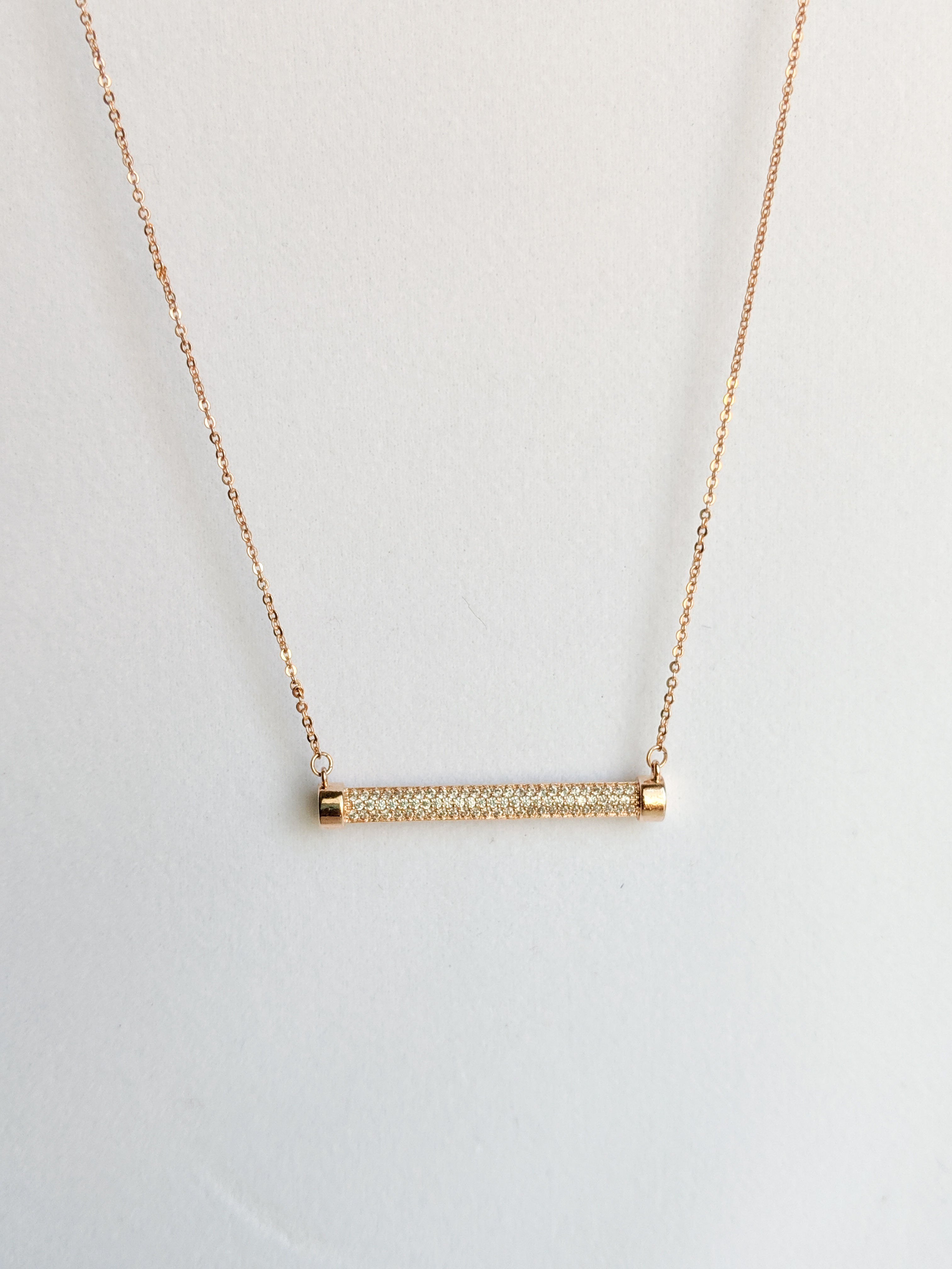 Gold, Silver Large Horizontal Bar Pendant Chain Necklace