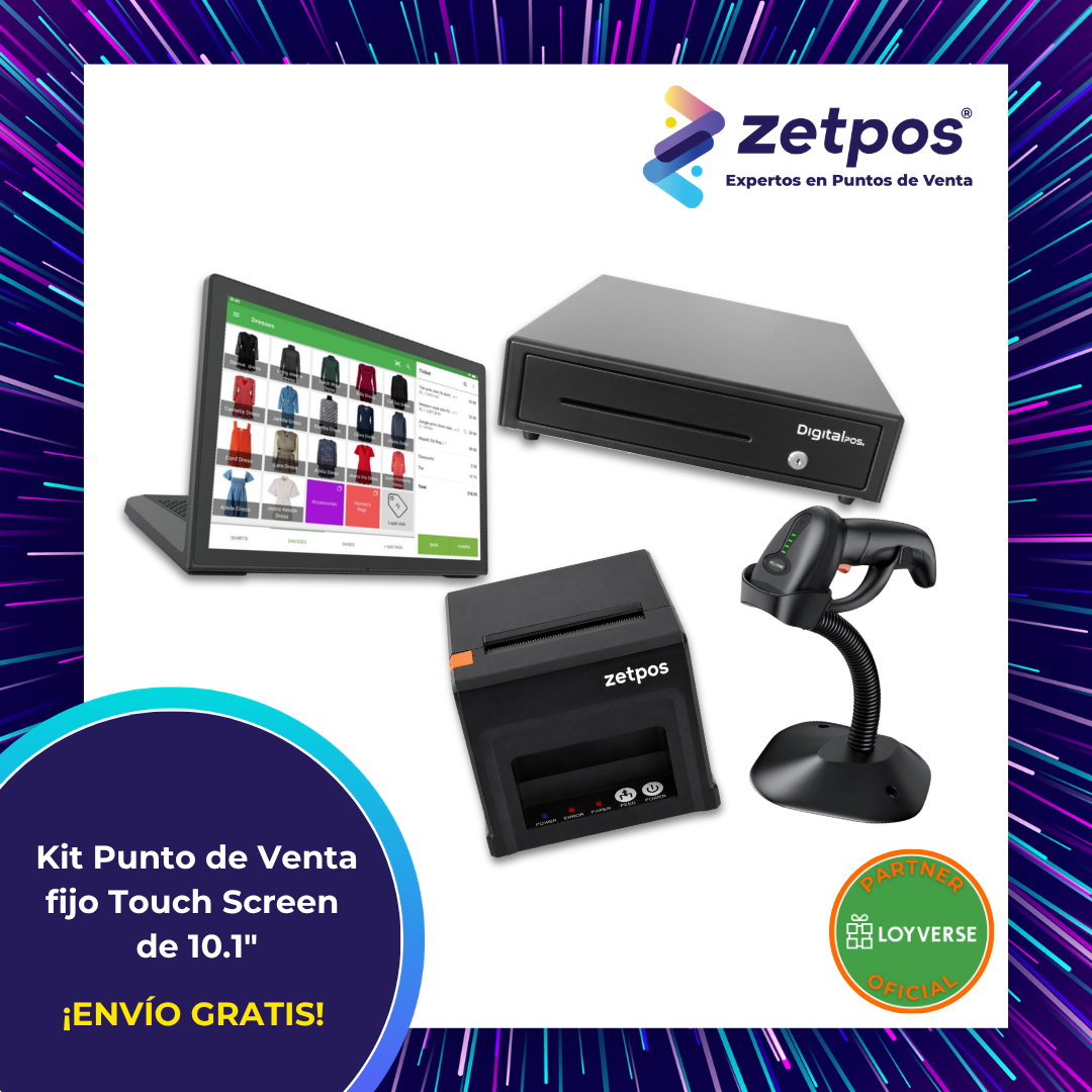 Kit Punto De Venta Fijo Touch Screen 10.1" + Impresora + Lector + Cajón