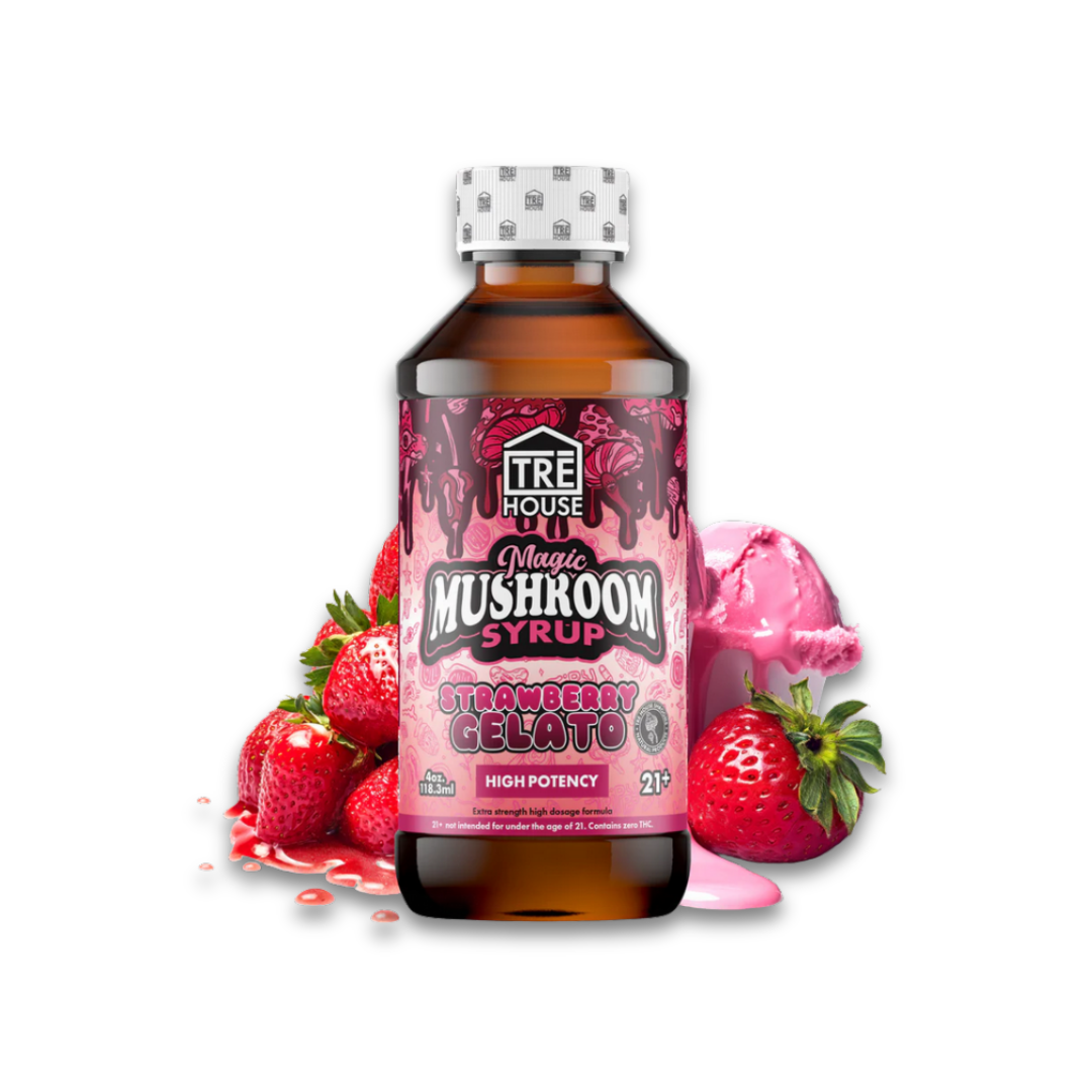 Tre House Syrup | Jarabe Dulce | Hongos Mágicos | 4 oz | Strawberry Gelato
