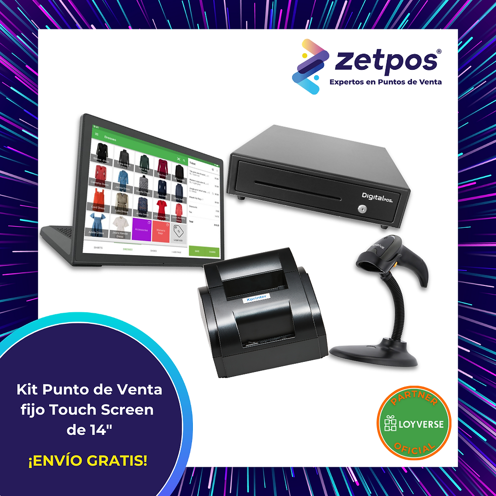 Kit Punto De Venta Fijo Touch Screen 14" + Impresora + Lector + Cajón