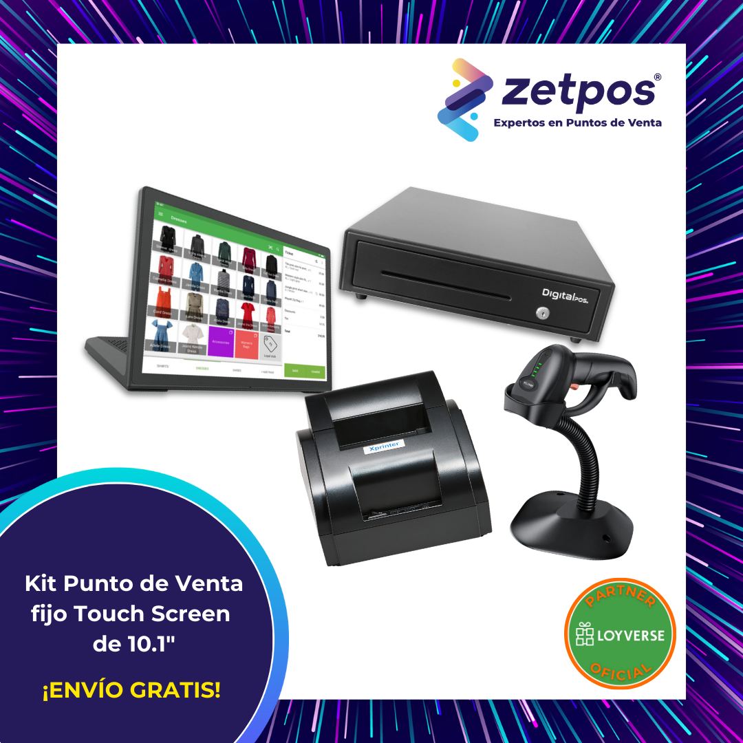 Kit Punto De Venta Fijo Touch Screen 10.1" + Impresora + Lector + Cajón