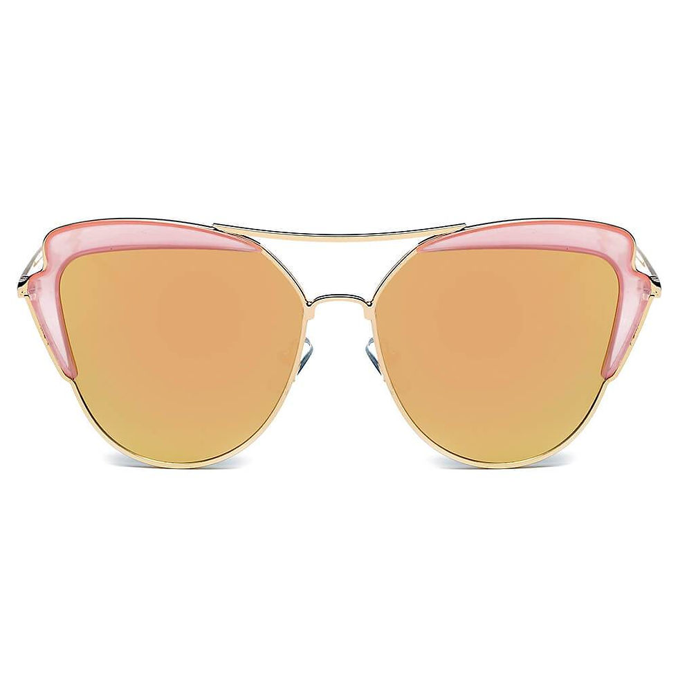 Thumbnail: Galveston - Women's Brow Bar Mirrored Lens Cat Eye Sunglasses