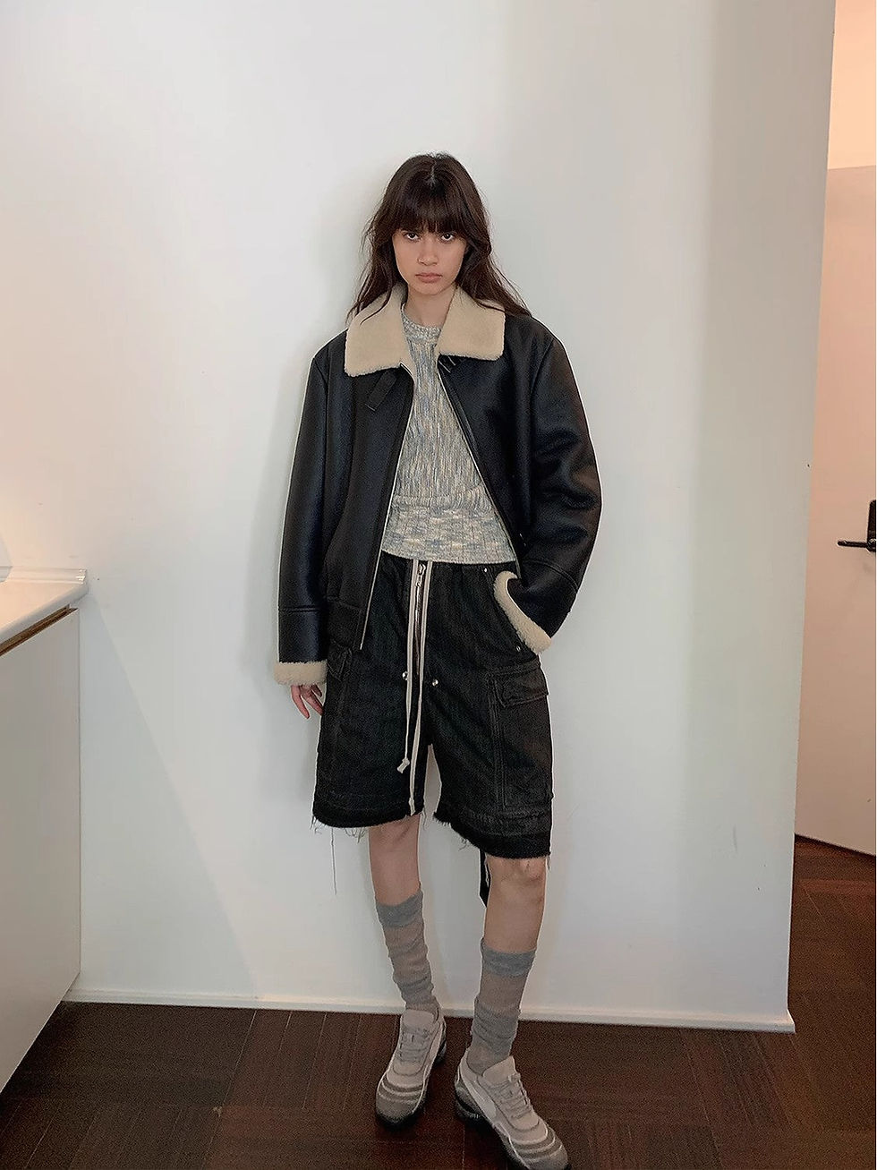 Thumbnail: Speedy Flow Casual Motorcycle Style Imported Merino Sheepskin Jacket