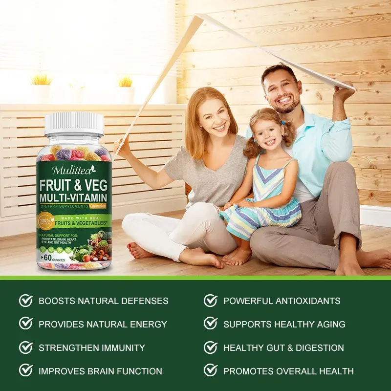 Thumbnail: Mulittea Natural Vegetable & Fruit Gummies Anti-Constipation Detox  Supplement