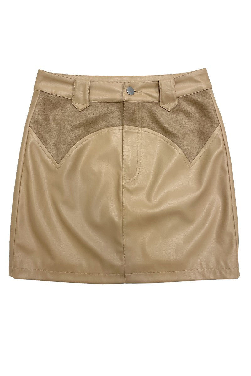Thumbnail: Western Contrast Pleather Mini Skirt