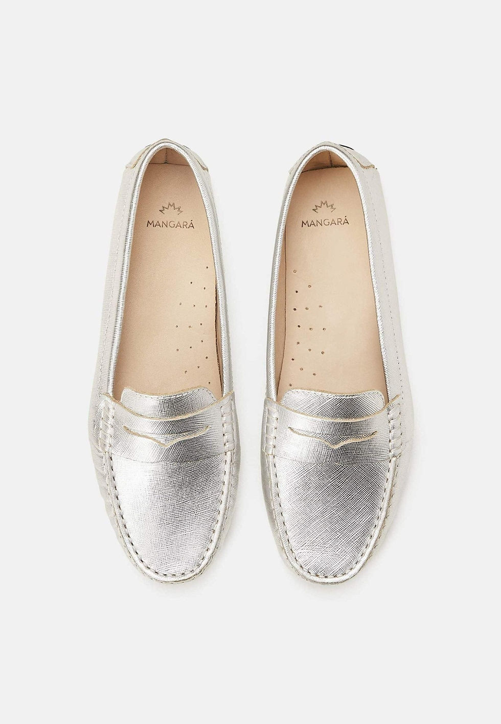 Thumbnail: Beige Calf Leather Penny Loafers – Women’s Classic Driving Shoes