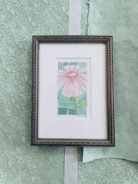 drawing of a pink daisy