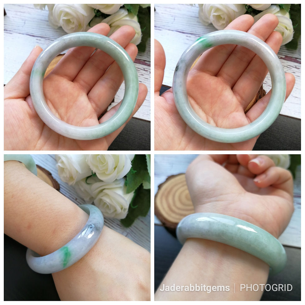 Thumbnail: 59.8mm Type A Grade A Natural Jadeite Jade Fei Cui Modern Round Bangle