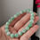 Thumbnail: 9MM Moss On Snow Type A Grade A Natural Jadeite Jade Fei Cui Beaded Bracelet