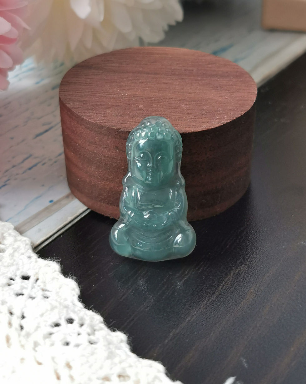 Icy Translucent Bluish Green Type A Grade A Natural Jadeite Baby Buddha Pendant