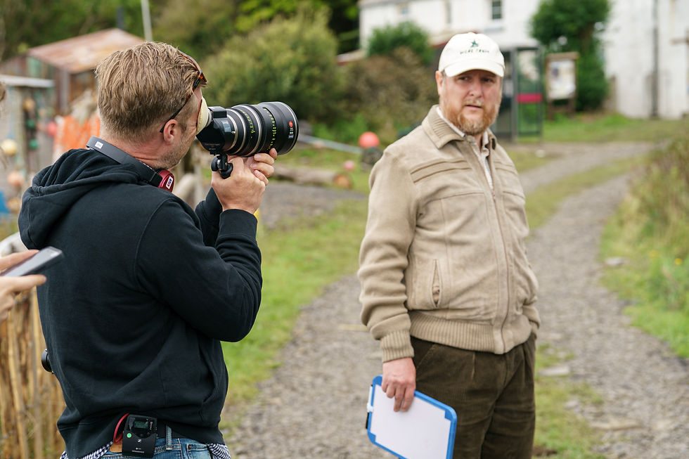 G. Magni Ágústsson and Tim Key behind the scenes. Photo courtesy of Universal Pictures