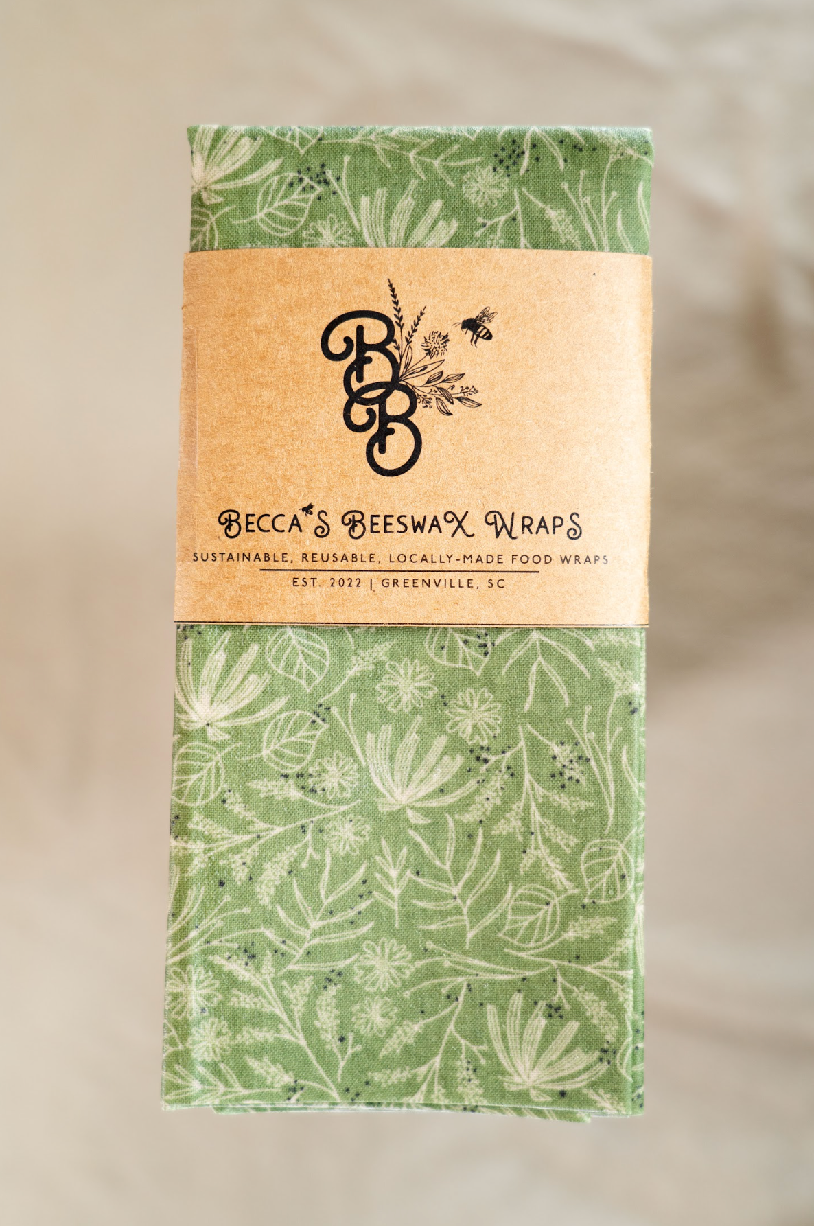 Green Floral Wax Wrap