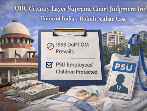OBC Creamy Layer Supreme Court Judgment India 2026 | Union of India v Rohith Nathan Case