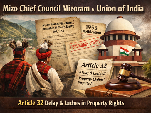 Mizo Chief Council Mizoram v Union of India Supreme Court Judgment: Article 32 Delay and Laches in Property Rights Claims