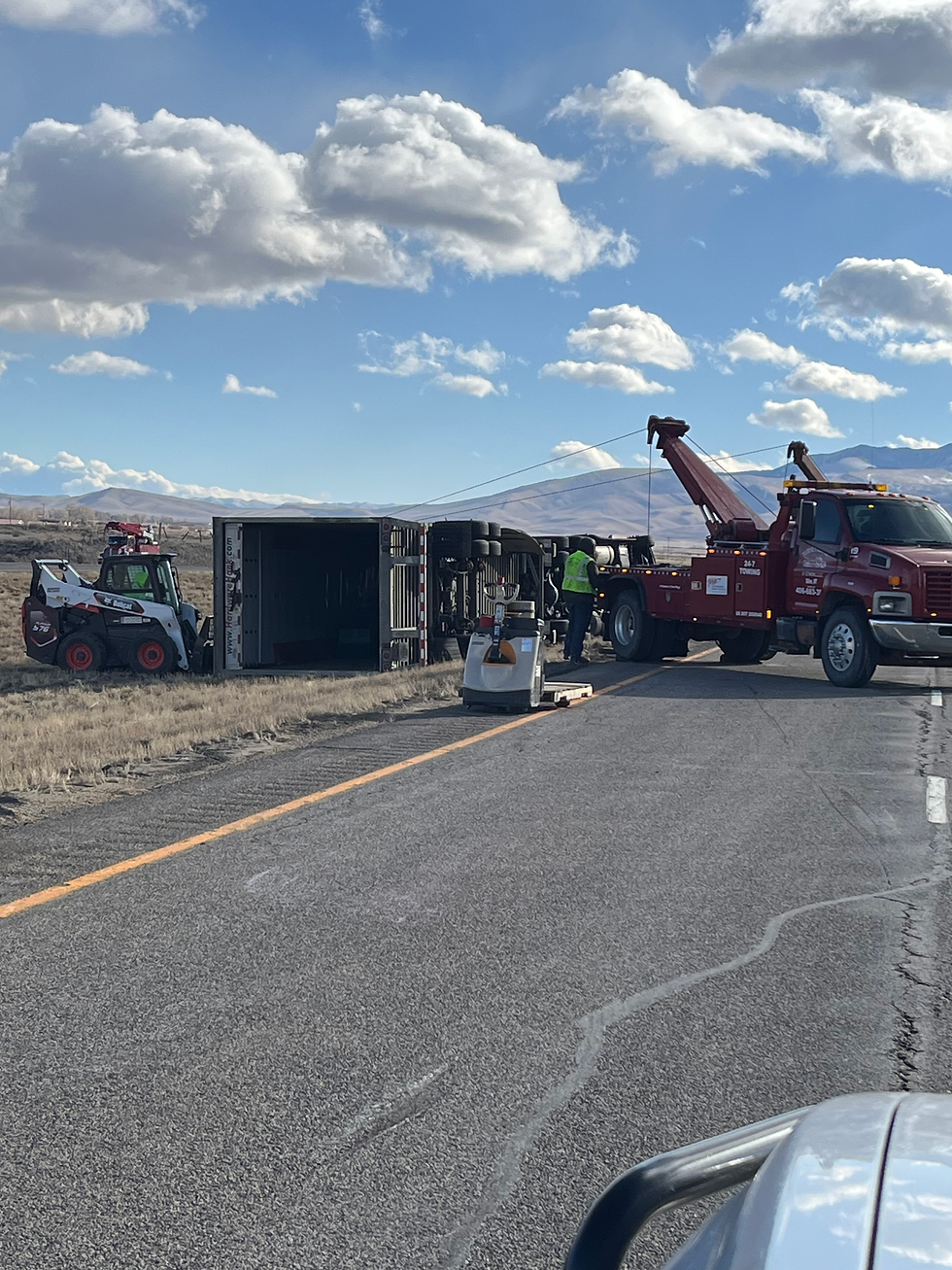 High winds overturn semi near Dell Wednesday morning