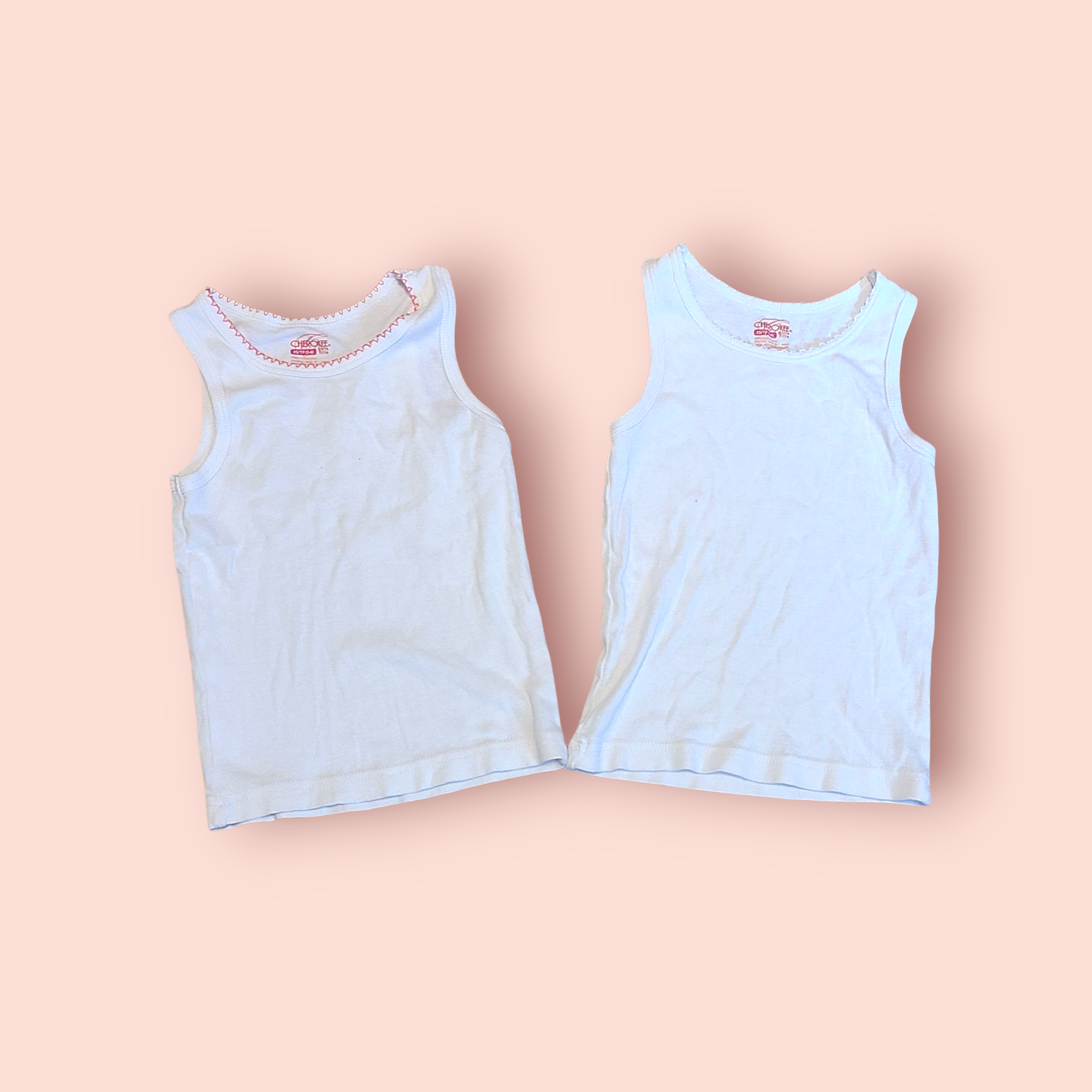 5-6 ans - CHEROKEE - Deux petites camisoles blanches 
