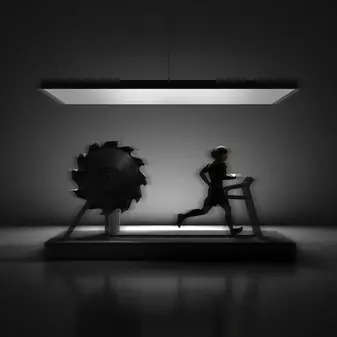 riles vs. The Treadmill: Running for 24 Hours with a Giant Saw Looming Behind Him