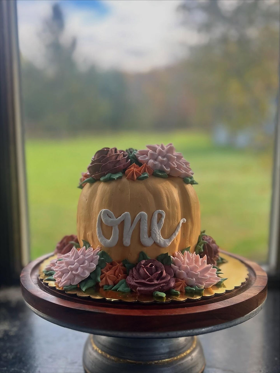 "Our little pumpkin is one" smash cake
