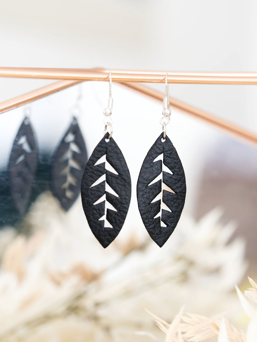 Ohrringe aus Vintage-Leder Schwarz