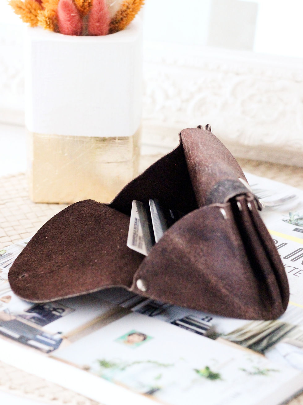Miniaturbild: Vintage-Leder Origami Portemonnaie