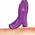 A drawing of a purple cowboy boot.