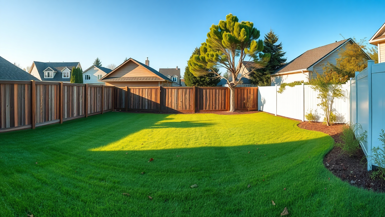 variety of fence types in a Middle Tennessee backyard, comparing wood, chain link, vinyl, and aluminum fences