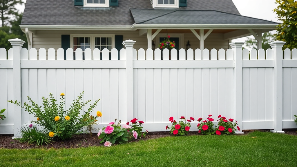 vinyl fence Middle Tennessee with flowerbeds, vinyl fence cost in Middle Tennessee