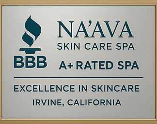 Better Business Bureau A+ rating badge awarded to Na’ava Skin Care Spa for excellence in business practices.