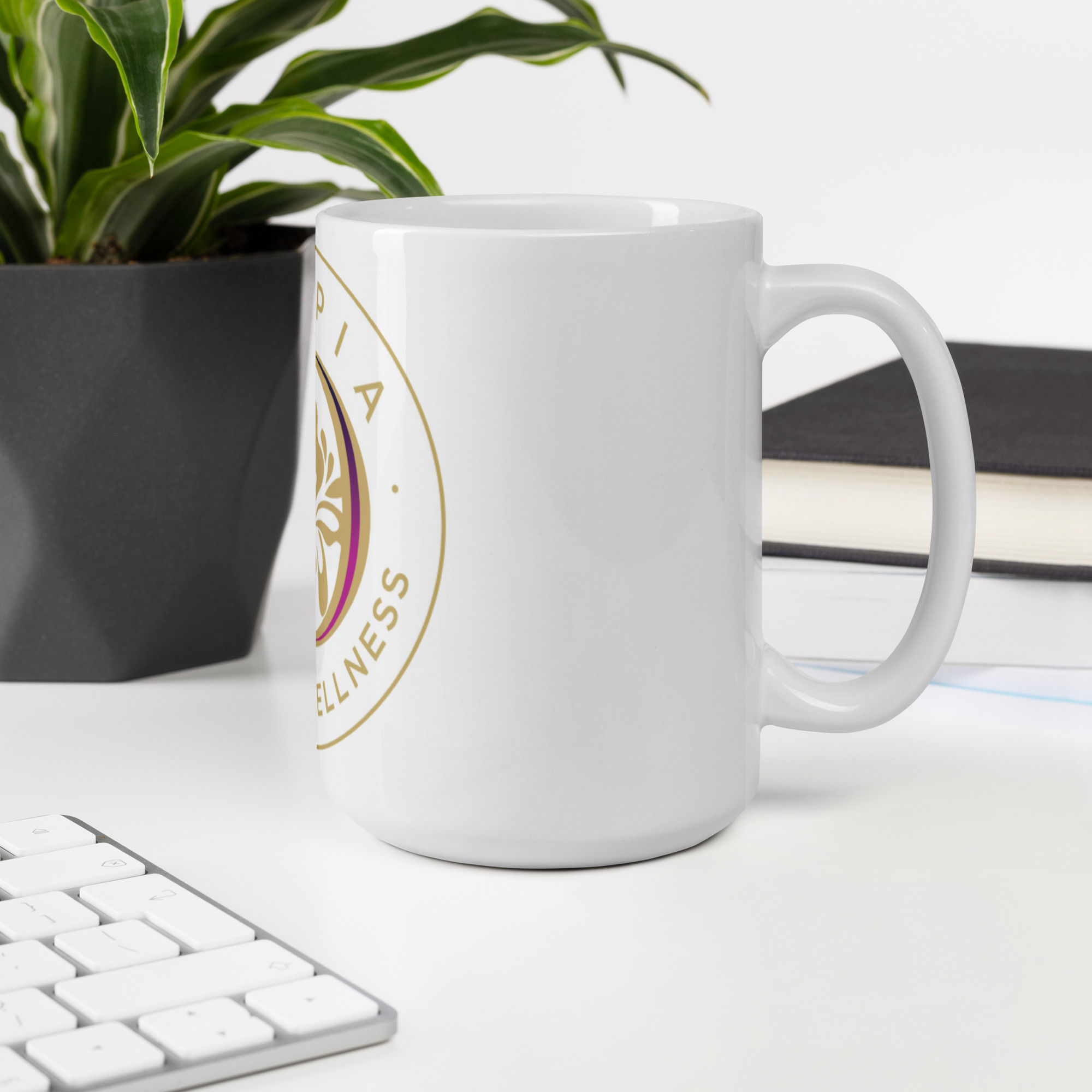 Utopia White glossy mug - Round Logo