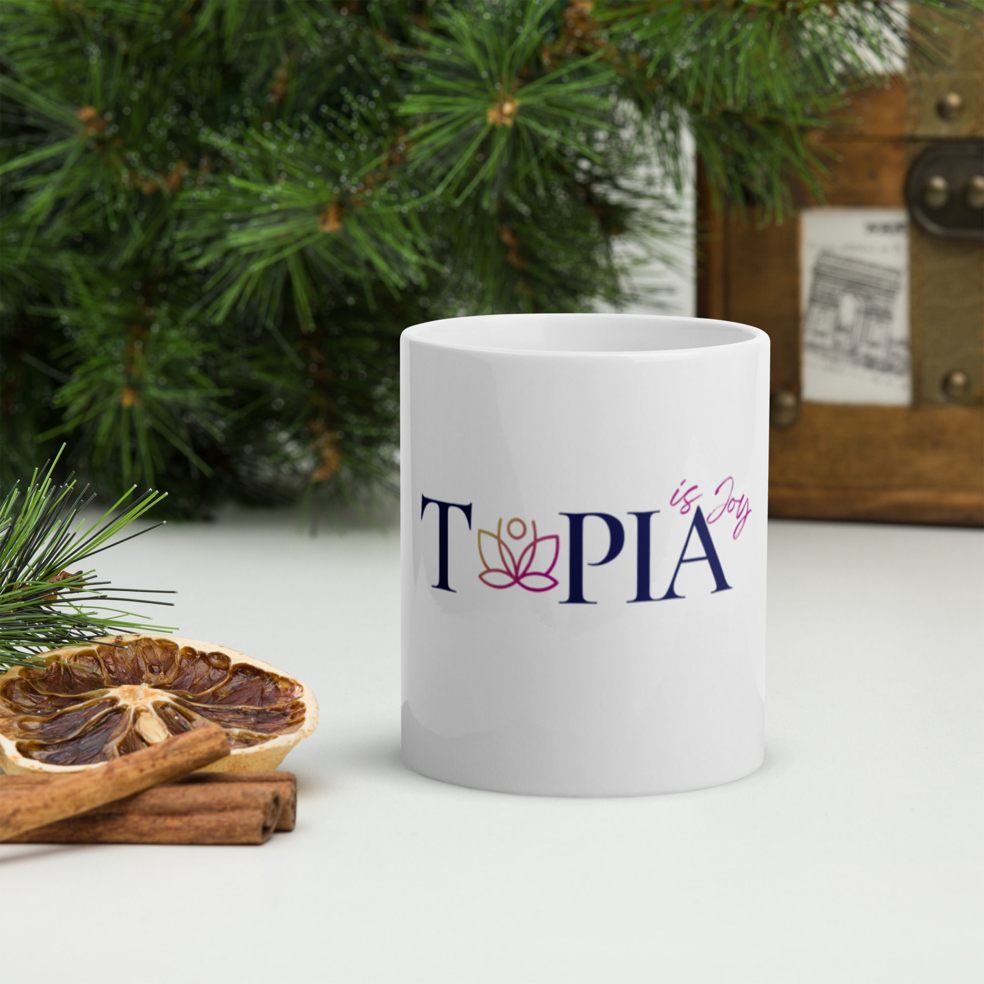 Topia is Joy - White glossy mug