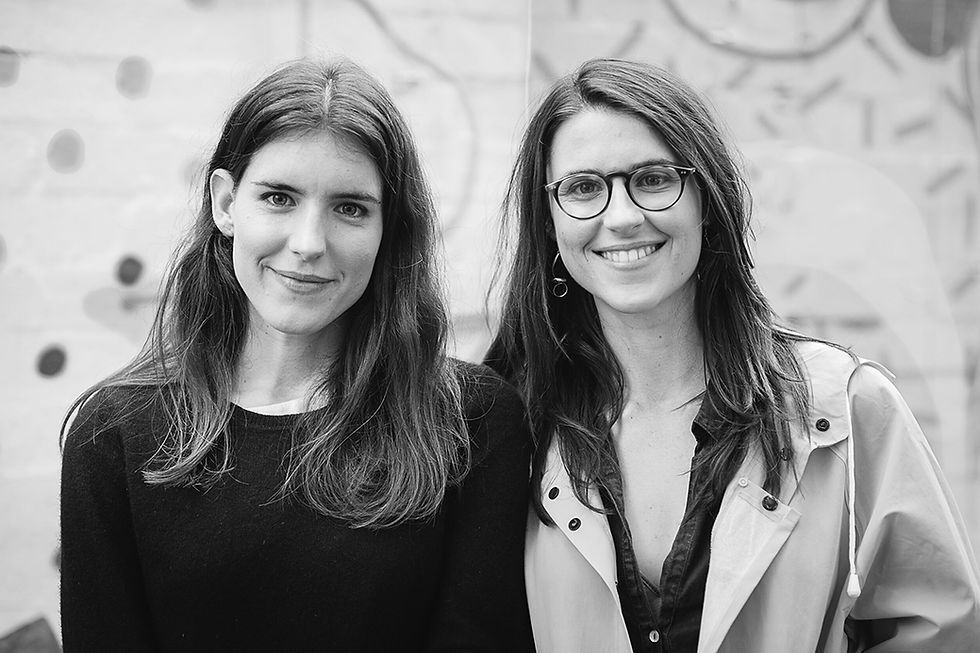 two women black and white image