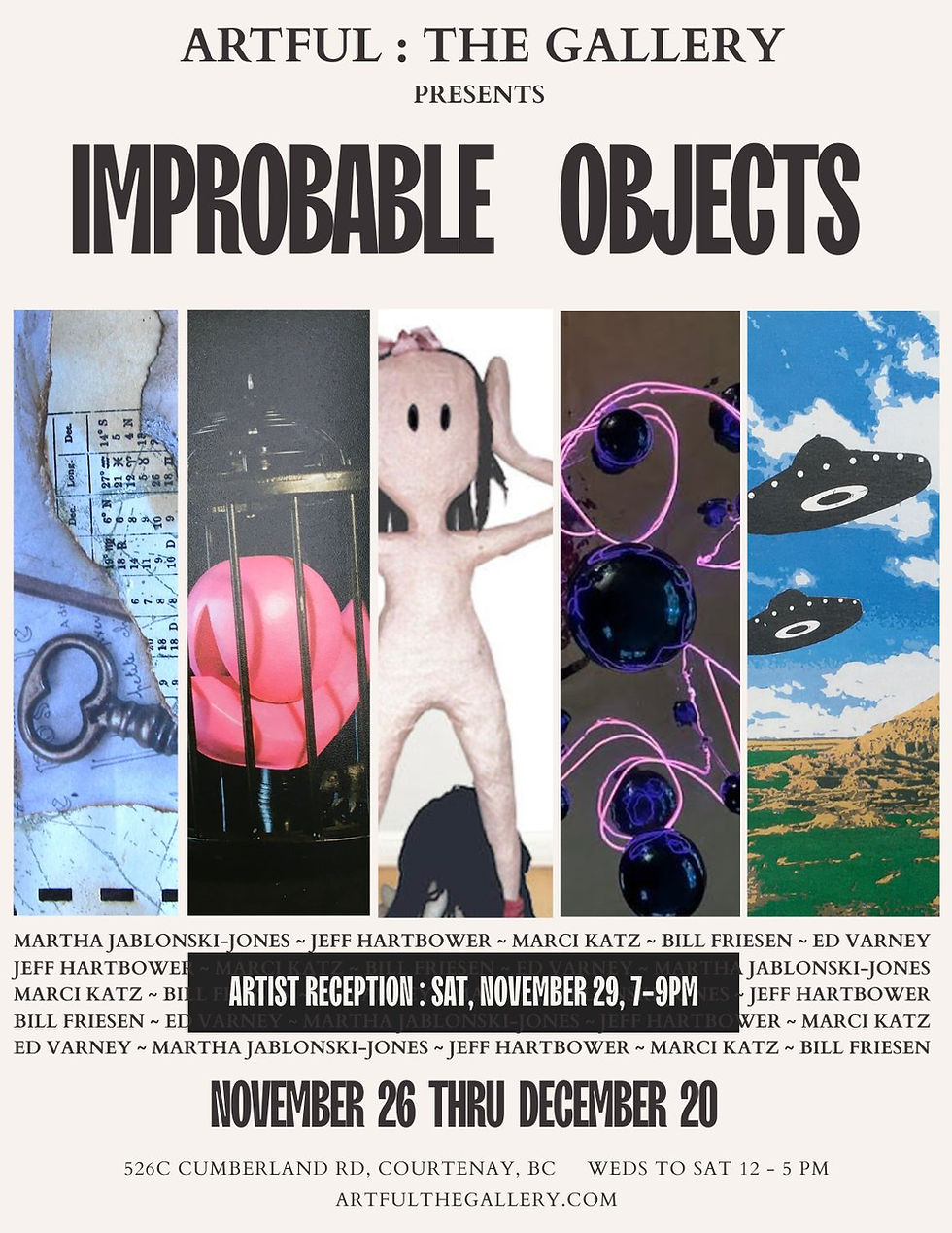 Artful The Gallery Improbable Objects Ed Varney Marci Katz Jeff Hartbower Bill Friesen Mar