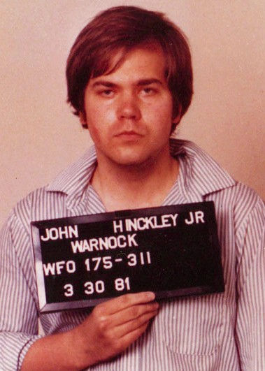 FBI mugshot of John Hinckley Jr. COURTESY OF UNITED STATES FEDERAL BUREAU OF INVESTIGATION, PUBLIC DOMAIN, VIA WIKMEDIA COMMONS