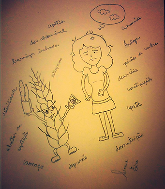 ilustração sintomas doença celíaca