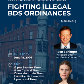 NJAC Hosts Webinar on Fighting Municipal BDS Ordinances