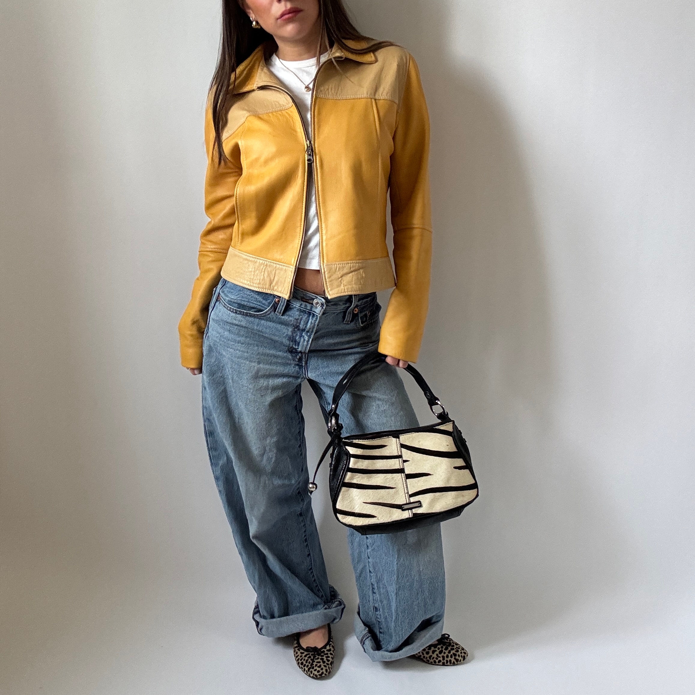 Two-Tone Yellow Leather Jacket