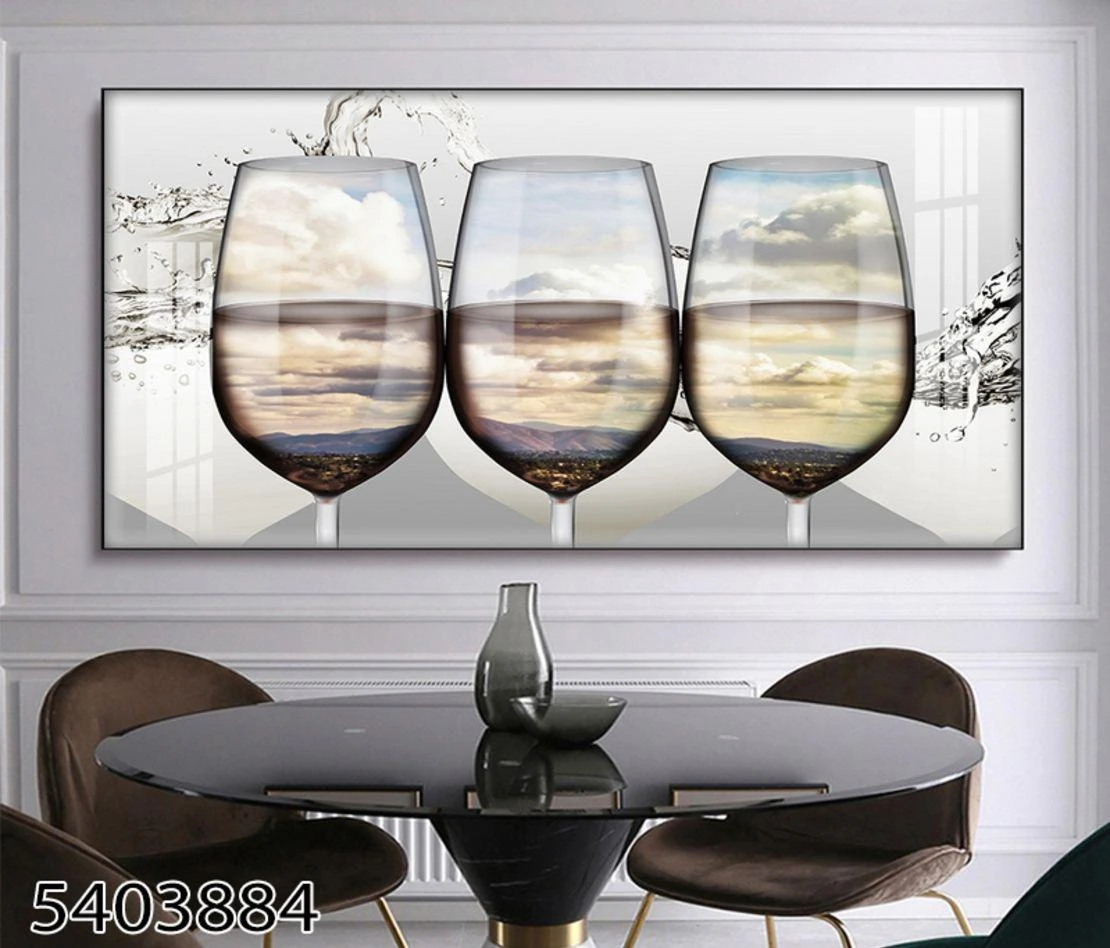 תמונה לרוחב על זכוכית מותאמת לפינות אוכל מעוצבות - כוסות באוקיינוס דגם 5403884