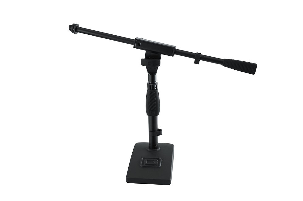 Gator Frameworks GFW-MIC-0821 compact base mic stand with 18.5" boom, 11.4–14" height, steel build, black powder-coated finis